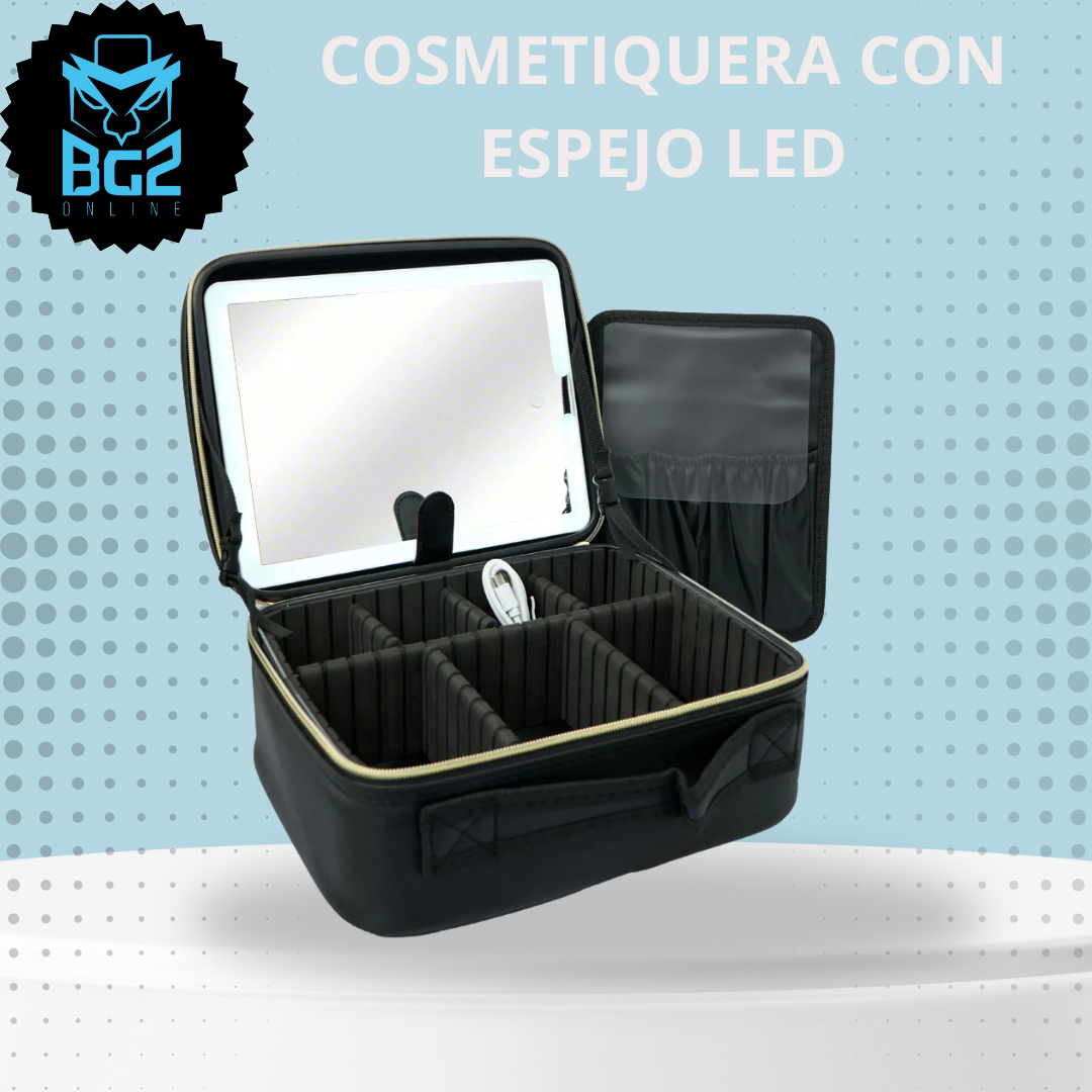 COSMETIQUERA CON ESPEJO LED